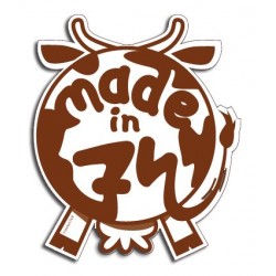 Autocollant vache "Made in 74"