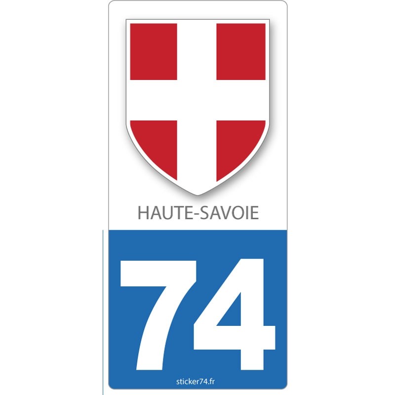  Bearn 74 Haute-Savoie département Logo Autocollant Sticker Plaque  immatriculation Auto Voiture x4, Couleur : Bleu, Angle : Arrondi