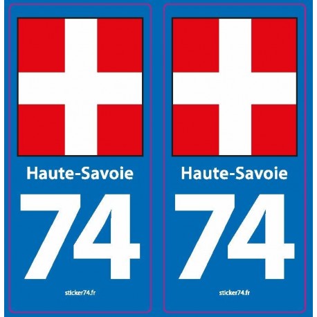 Stickers autocollant - Plaque d'Immatriculation Voiture 74 Haute-Savoie