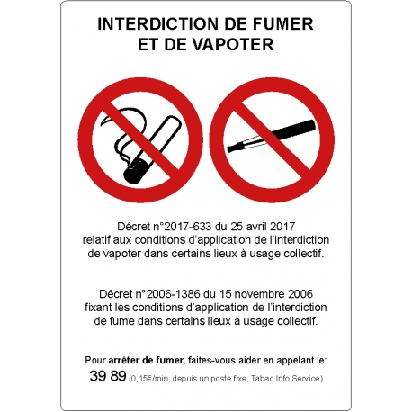 Interdiction fumer et vapoter